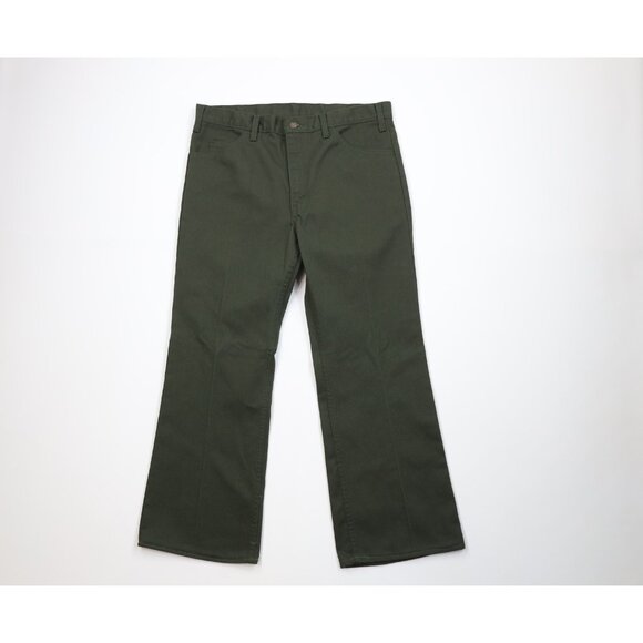 Vintage 70s Streetwear Mens 36x28 Faded Wide Leg Bell Bottoms Jeans Green USA - Picture 1 of 11